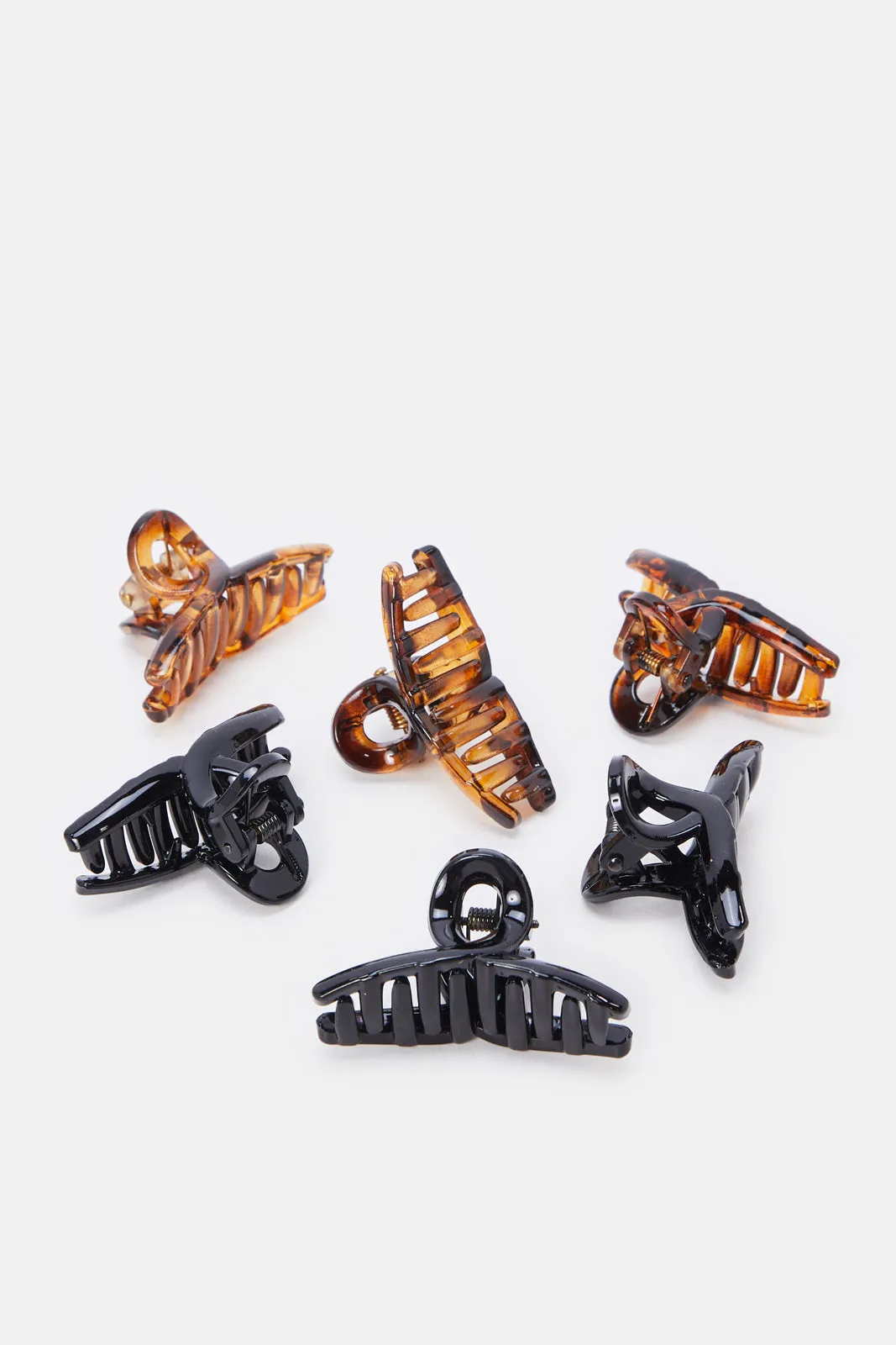 Women Black And Brown Solid Hair Claw Set (6 Piece) sold by Redtag product image thumbnail 3
