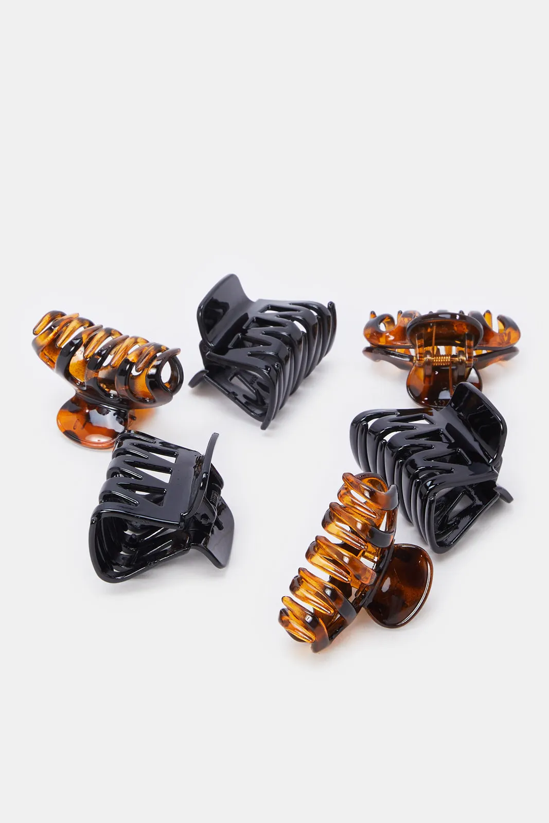 Women Black And Brown Solid Hair Claw Set (6 Piece) sold by Redtag product image thumbnail 3