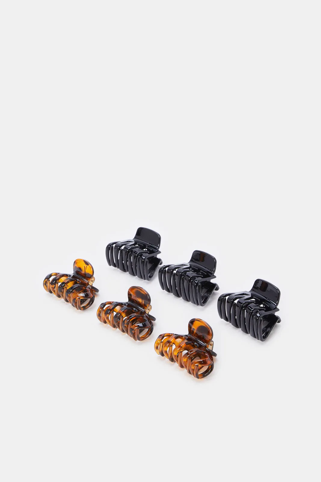 Women Black And Brown Solid Hair Claw Set (6 Piece) sold by Redtag