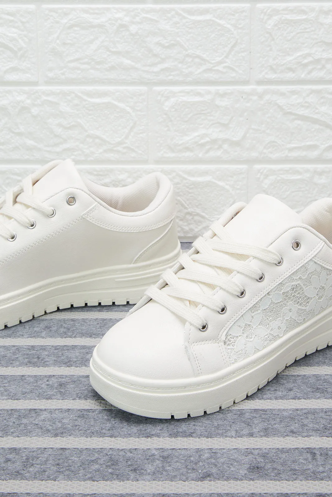 White Lace Detail Sneaker sold by Redtag product image thumbnail 3