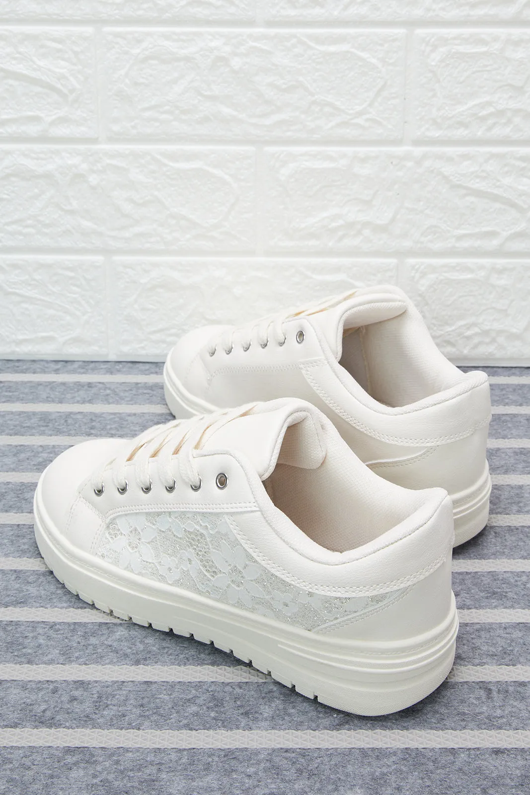 White Lace Detail Sneaker sold by Redtag product image thumbnail 4