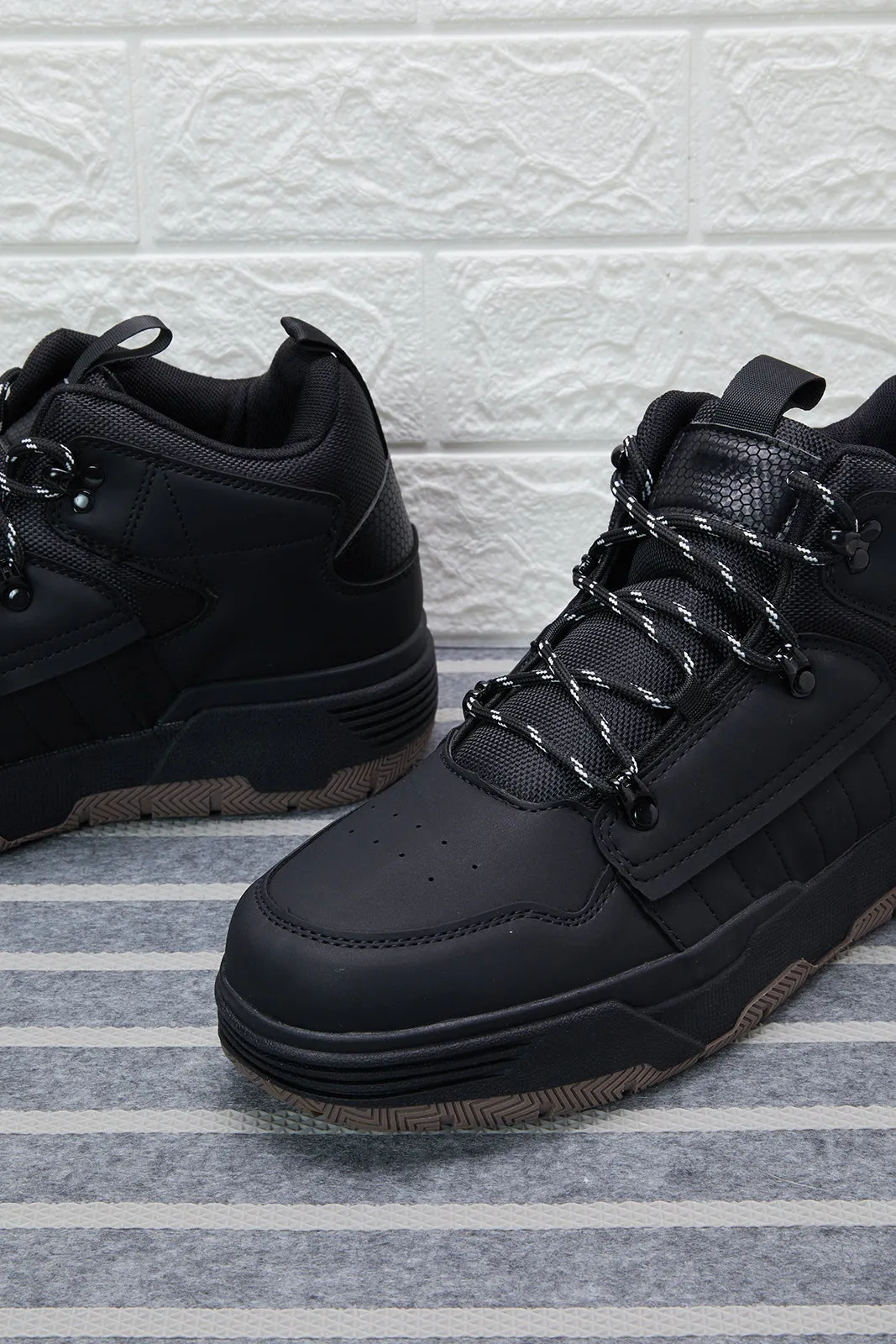 Men Black Material Block High-top Sneakers sold by Redtag product image thumbnail 3