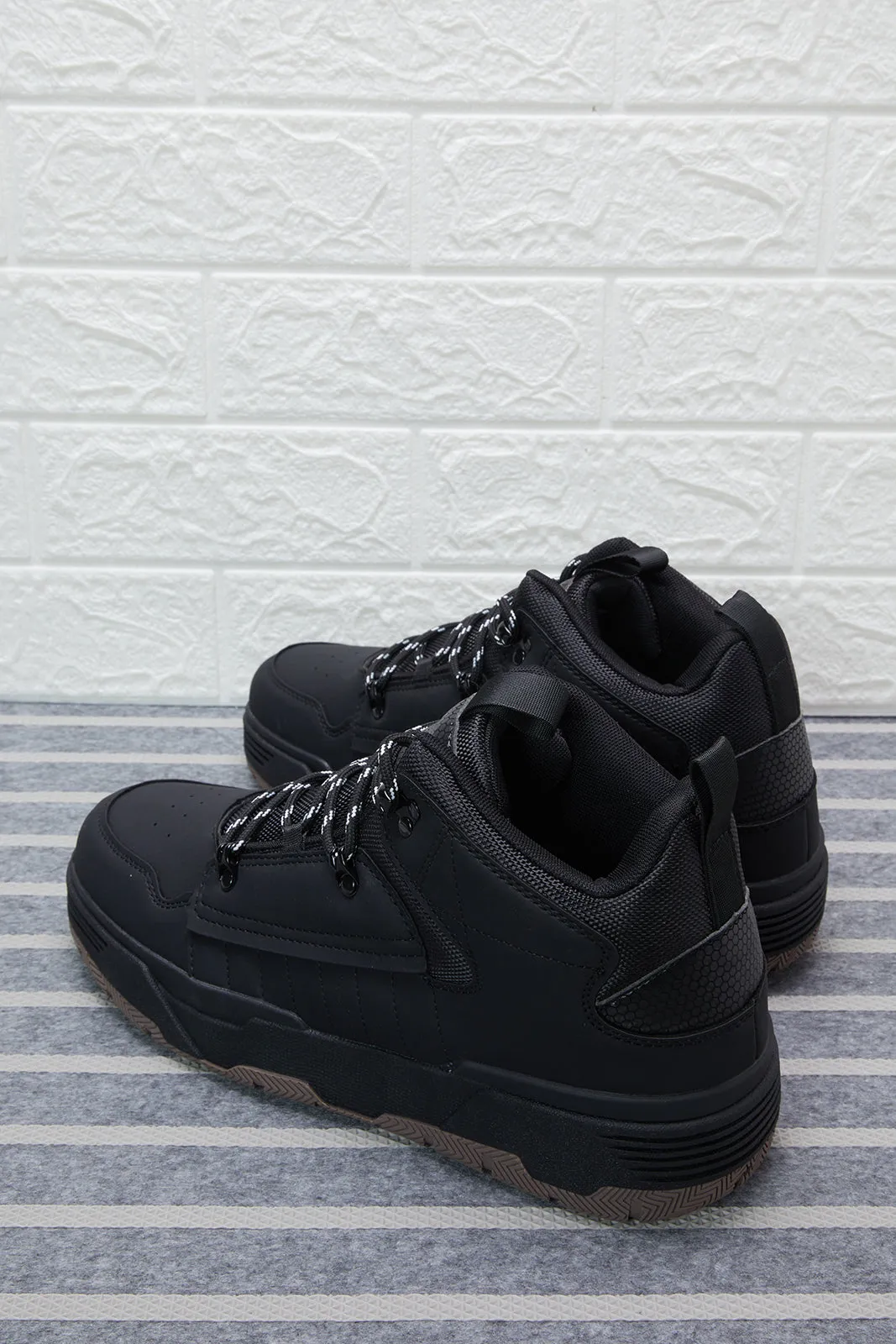 Men Black Material Block High-top Sneakers sold by Redtag product image thumbnail 4
