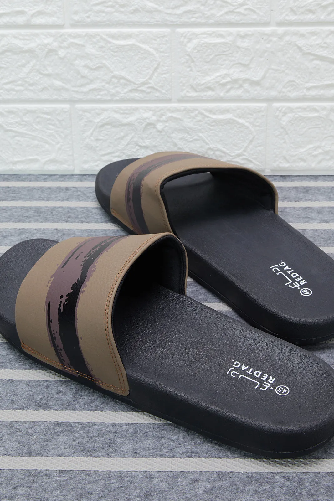 Men Brown Abstract Print Slide sold by Redtag product image thumbnail 4