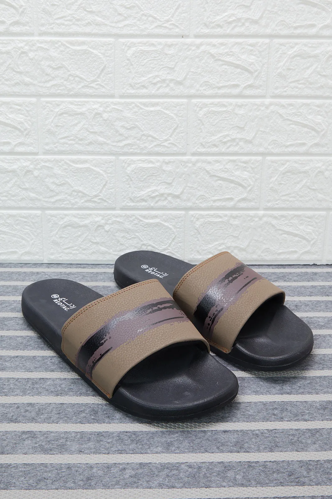 Men Brown Abstract Print Slide sold by Redtag product image thumbnail 2