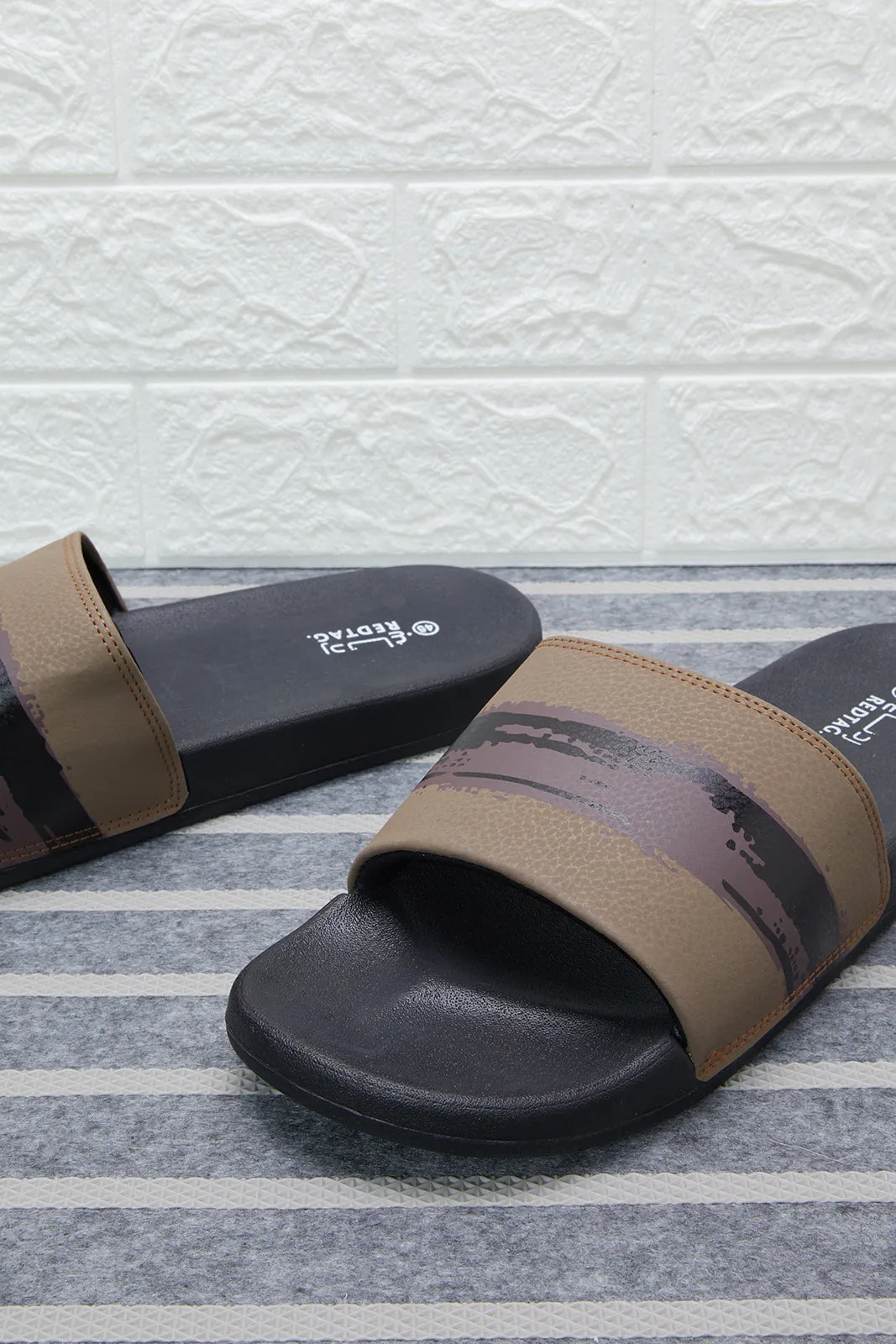 Men Brown Abstract Print Slide sold by Redtag product image thumbnail 3