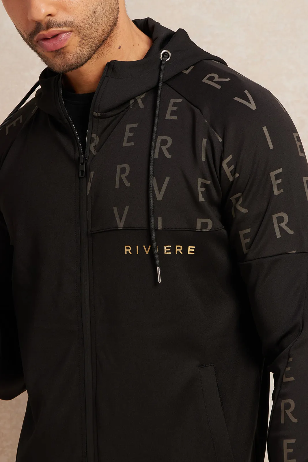 Men Black And Olive Hooded Zip Through Sweatshirt sold by Redtag product image thumbnail 4