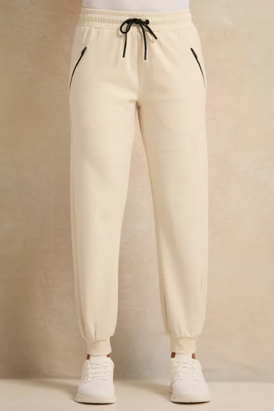 Women Ivory Zipper Active Pants sold by Redtag