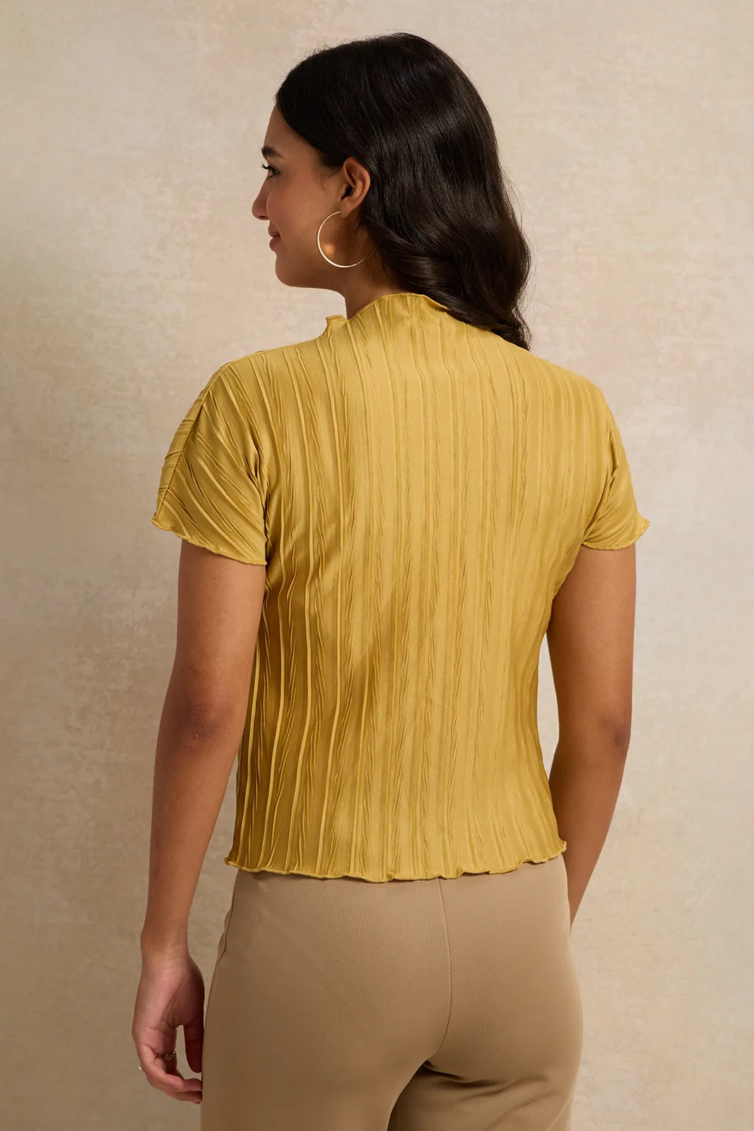 Women Mustard Textured Knit Top sold by Redtag product image thumbnail 3