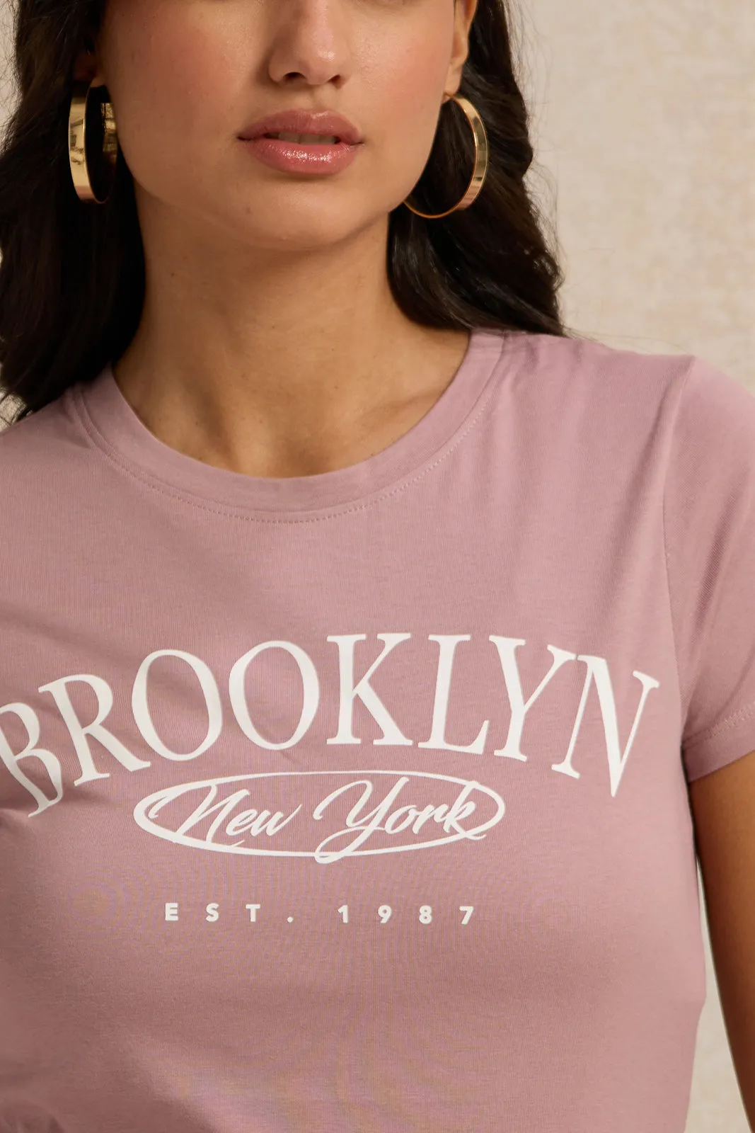 Women Lilac Brooklyn Printed T-Shirt sold by Redtag product image thumbnail 4