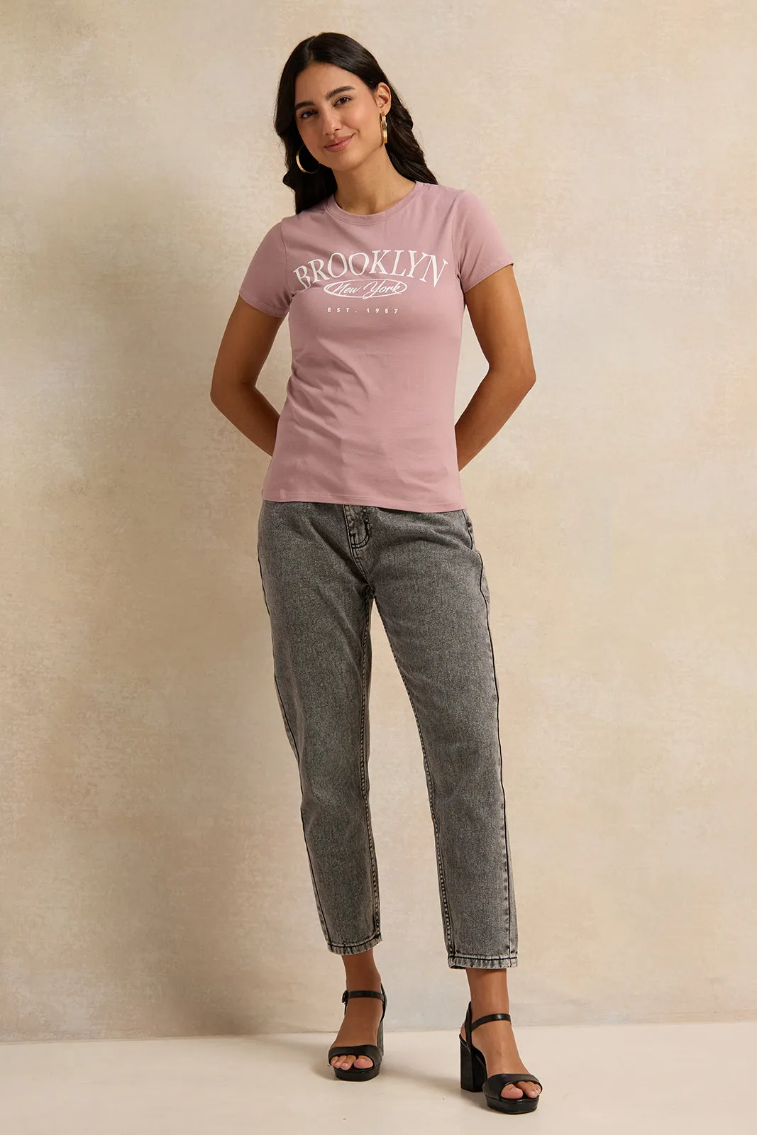 Women Lilac Brooklyn Printed T-Shirt sold by Redtag product image thumbnail 2