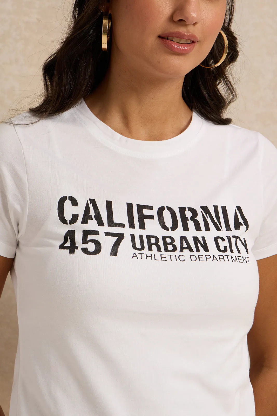 Women Ivory California Printed T-Shirt sold by Redtag product image thumbnail 4