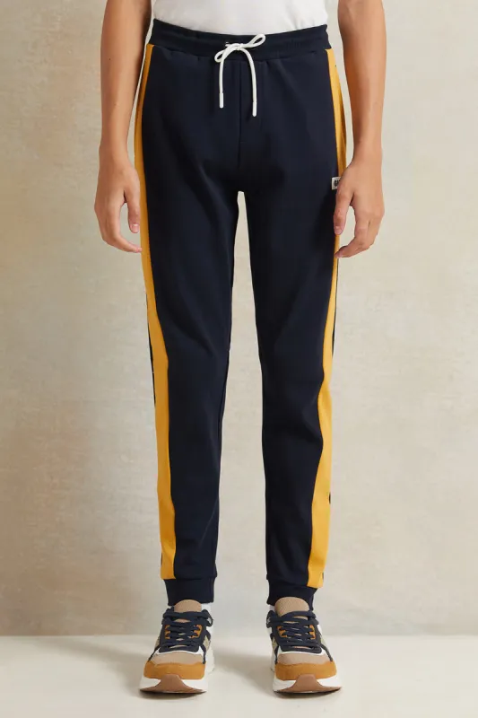 Senior Boys Black With Yellow Strip Jogger sold by Redtag