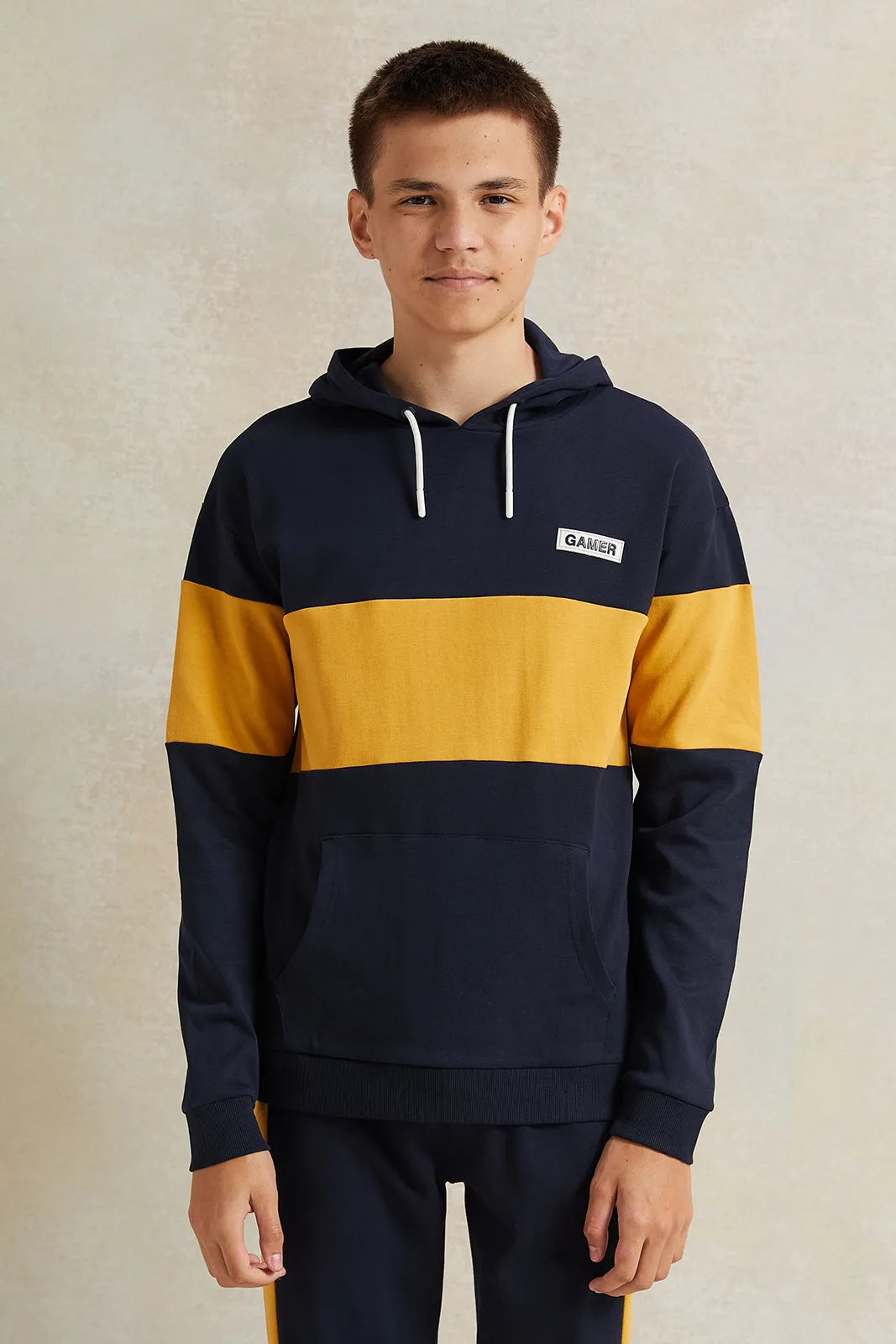 Senior Boys Black And Yellow Hooded Sweatshirt sold by Redtag
