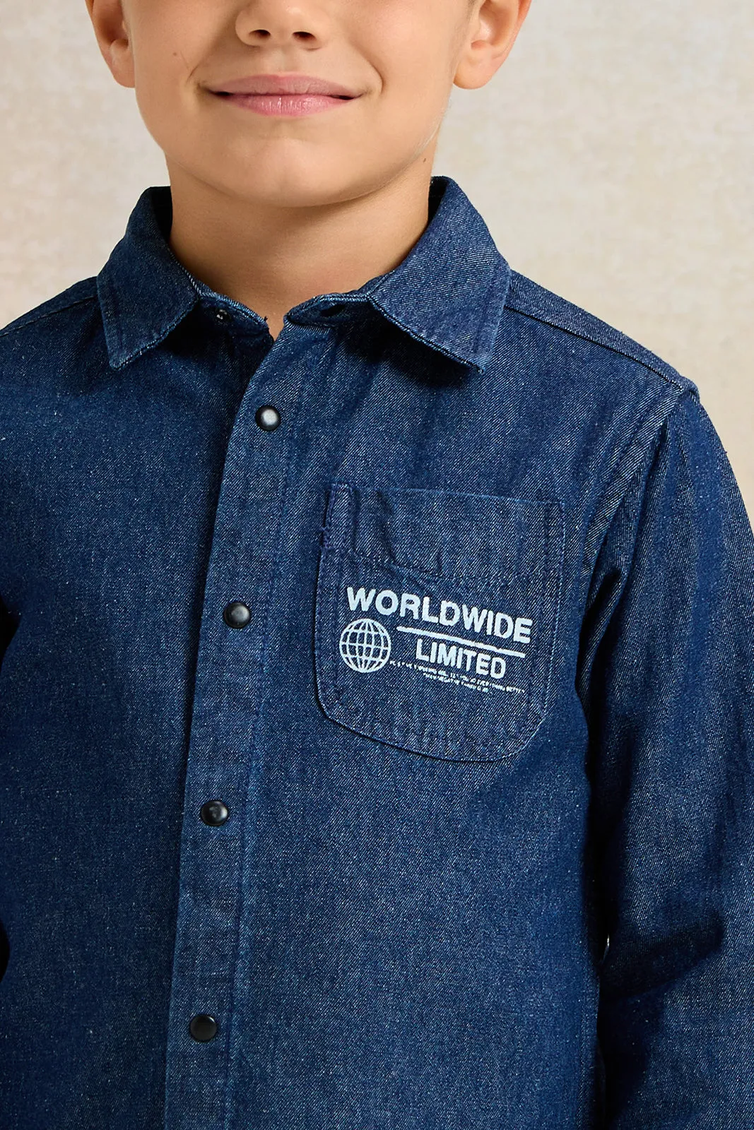 Boys Blue Denim Shirt With Front And Back Print sold by Redtag product image thumbnail 4