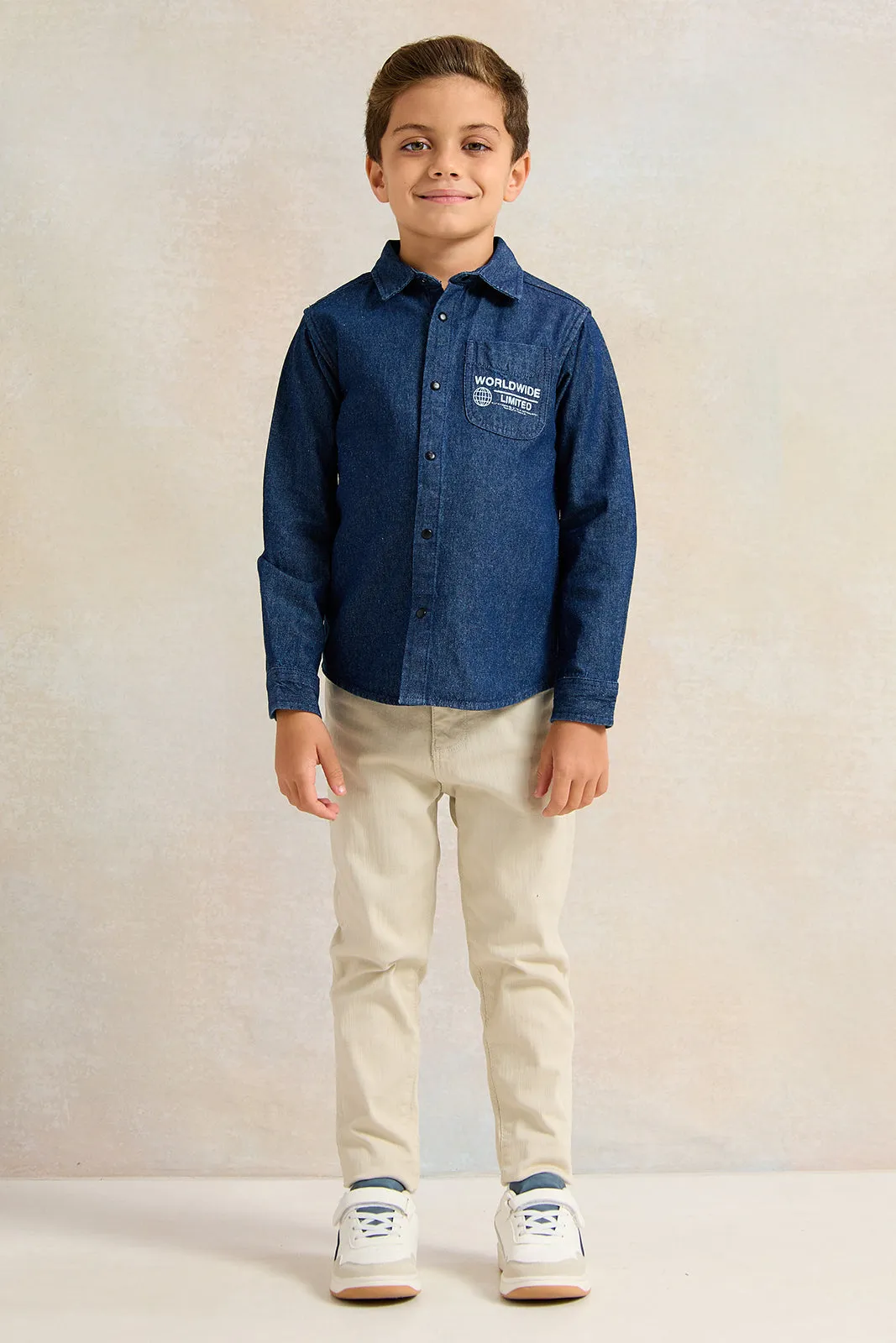 Boys Blue Denim Shirt With Front And Back Print sold by Redtag product image thumbnail 2