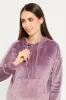 Women Mauve Velvet Hooded Sweat Shirt sold by Redtag
