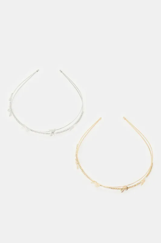 Women Gold And Silver Embellished Headband Set (2 Piece) sold by Redtag