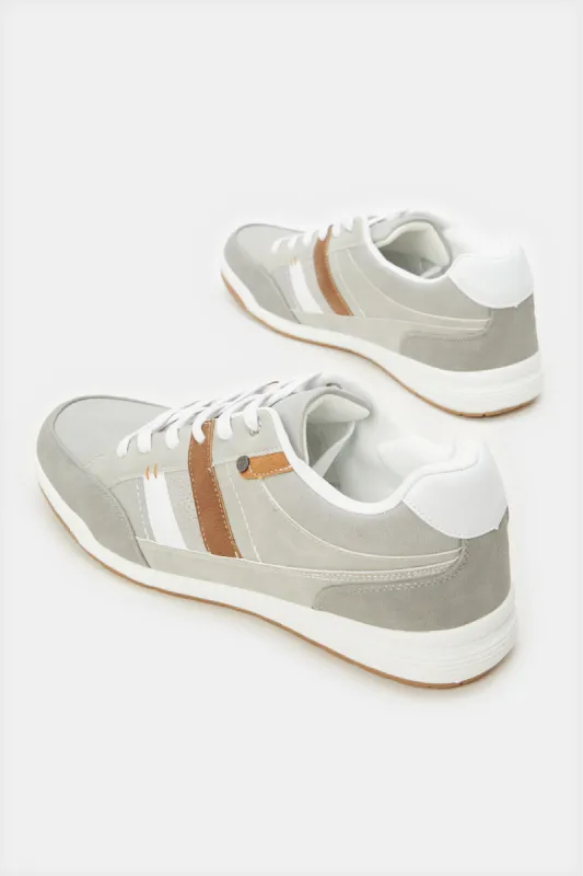 Men Grey Material Block Sneakers sold by Redtag