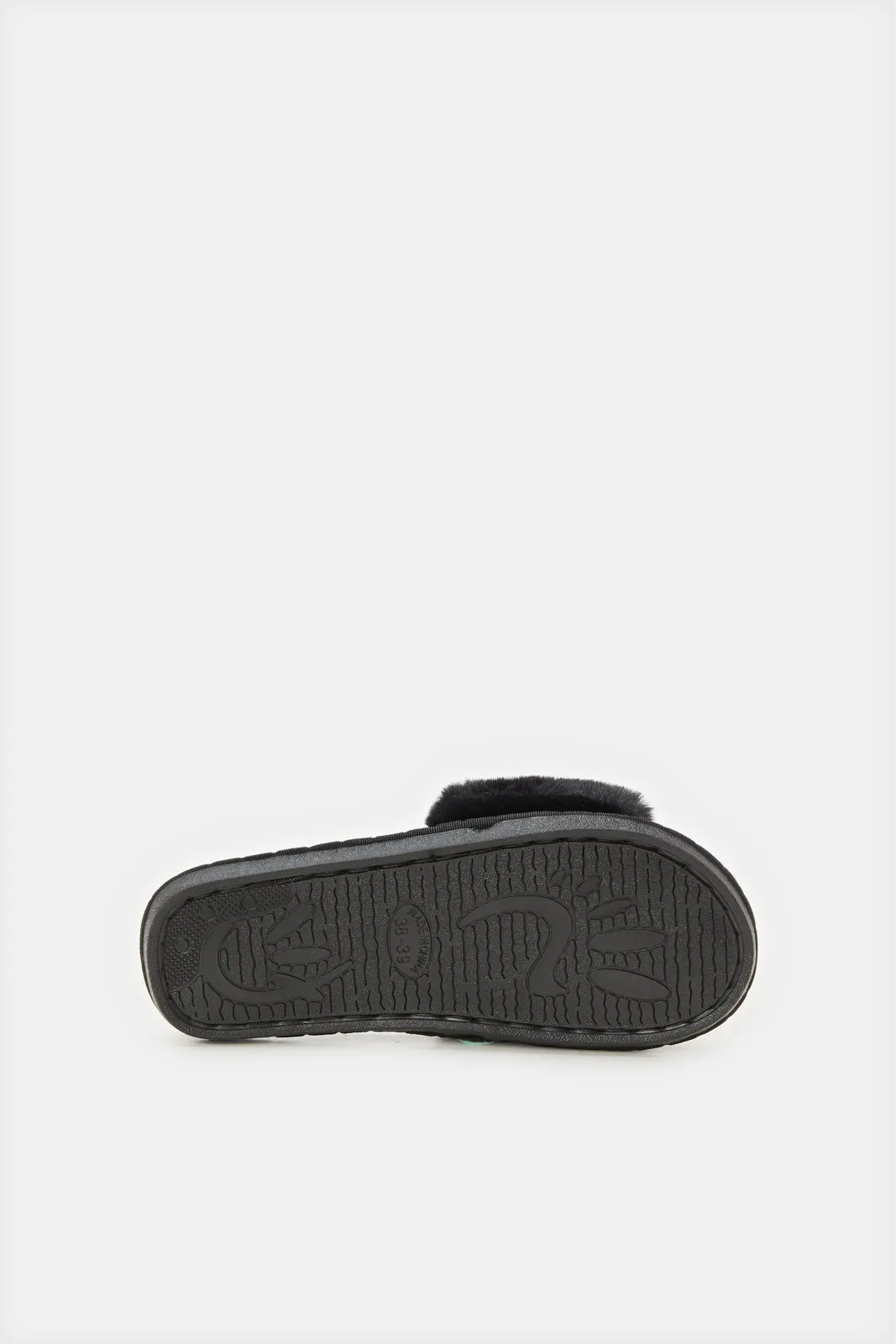 Women Black Bunny Trim Slipper sold by Redtag product image thumbnail 5