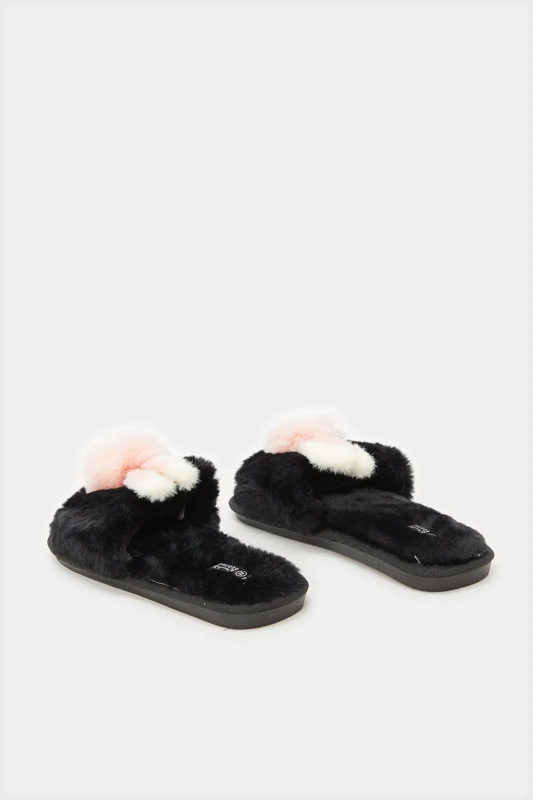 Women Black Bunny Trim Slipper sold by Redtag product image thumbnail 4