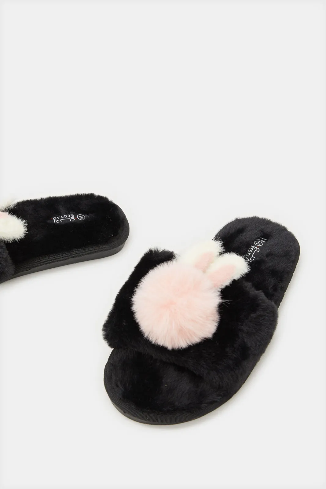 Women Black Bunny Trim Slipper sold by Redtag product image thumbnail 3