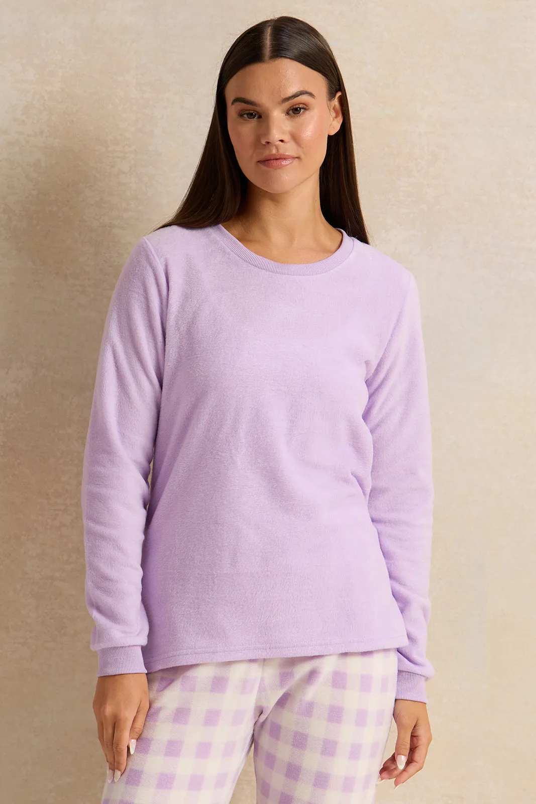 Women Lilac And White Checkered Pajama Set (2 Piece) sold by Redtag product image thumbnail 2