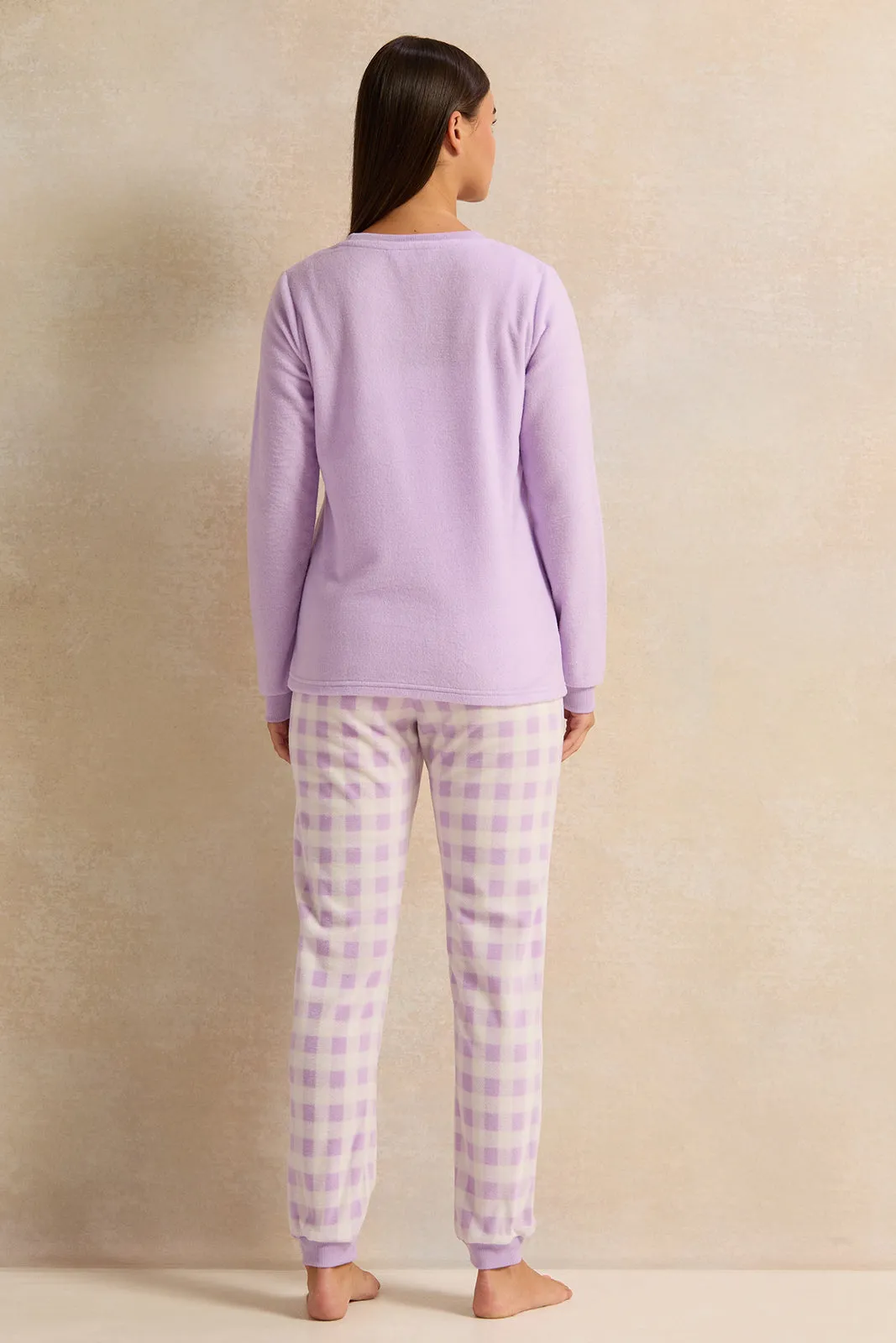 Women Lilac And White Checkered Pajama Set (2 Piece) sold by Redtag product image thumbnail 4