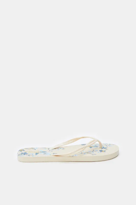 Women Ivory Floral Flip Flop sold by Redtag