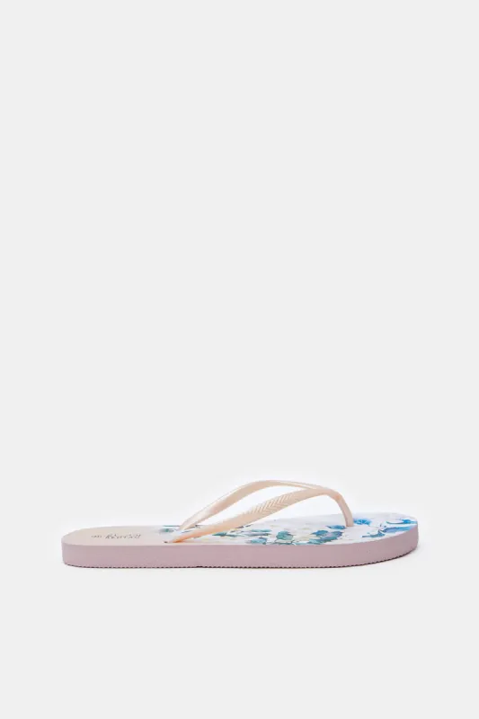 Women Pink Floral Flip Flop sold by Redtag