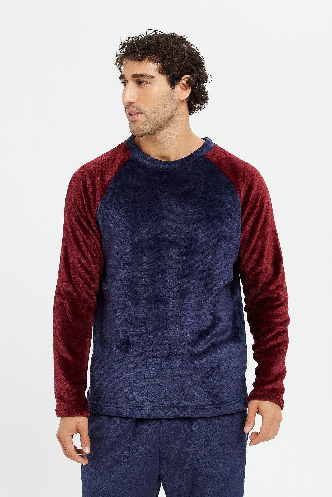 Men Burgandy Soft Fleece Night Suit (2 Piece) sold by Redtag product image thumbnail 2