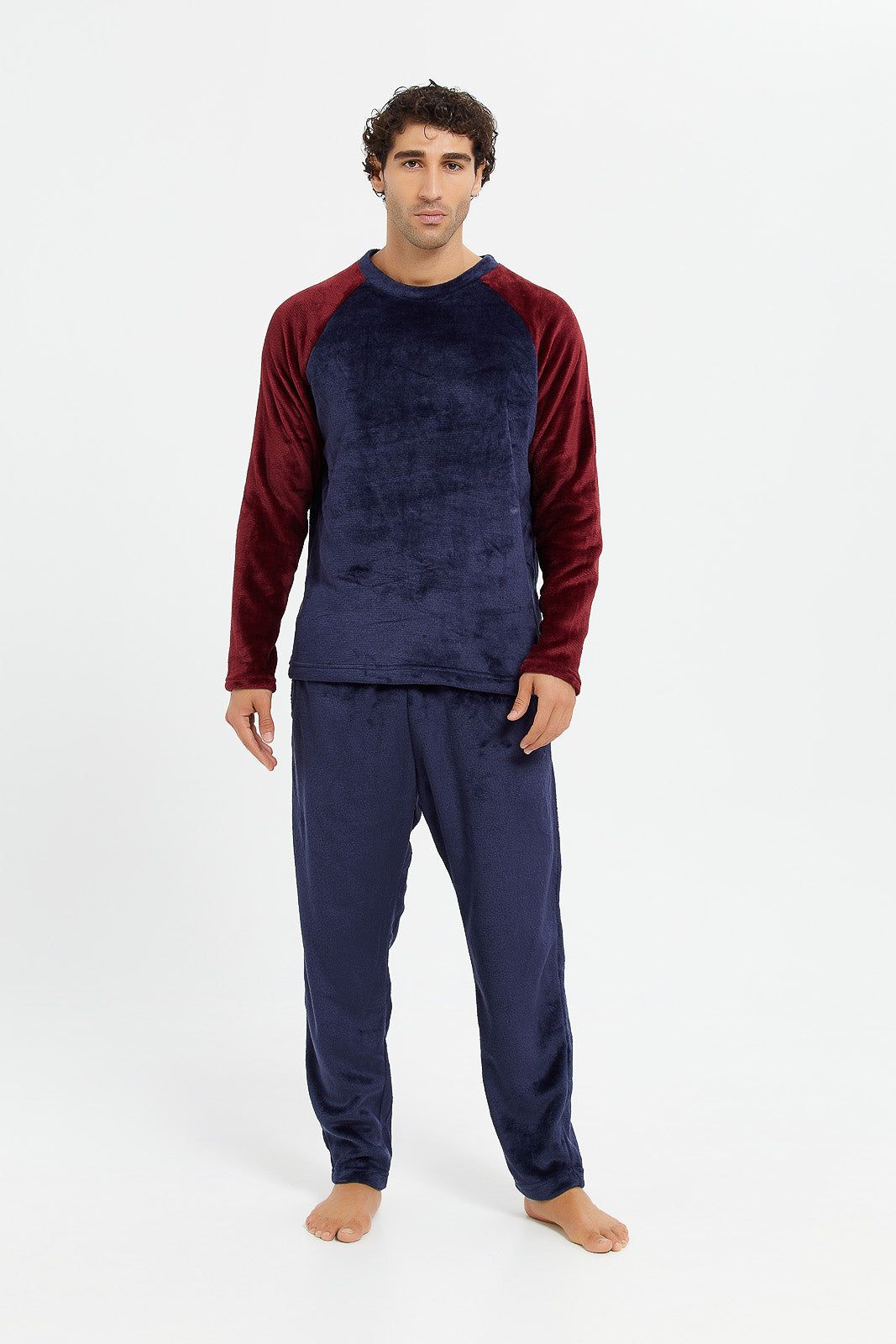 Men Burgandy Soft Fleece Night Suit (2 Piece) sold by Redtag