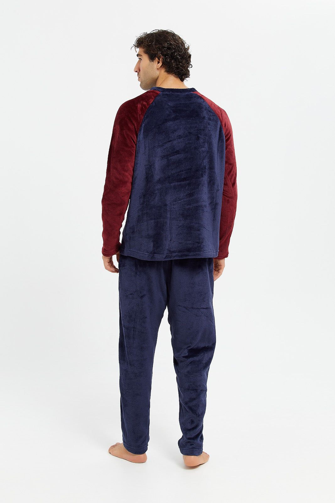 Men Burgandy Soft Fleece Night Suit (2 Piece) sold by Redtag product image thumbnail 4