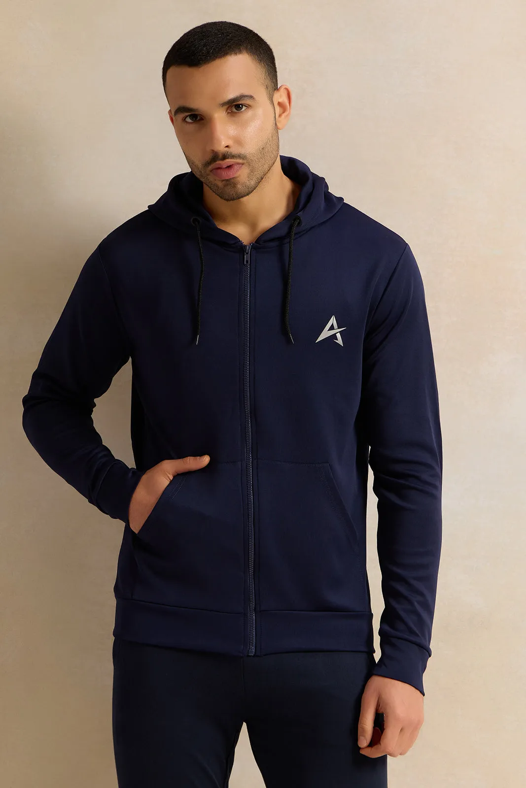 Men Navy Hooded Active Sweatshirt sold by Redtag