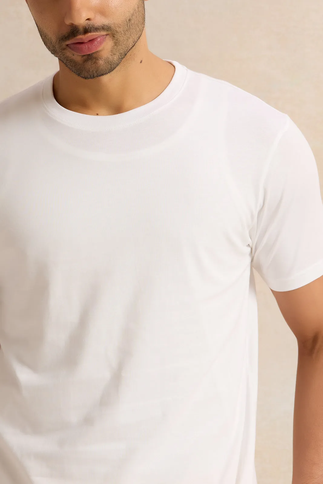 Men White Solid T-Shirt sold by Redtag product image thumbnail 4