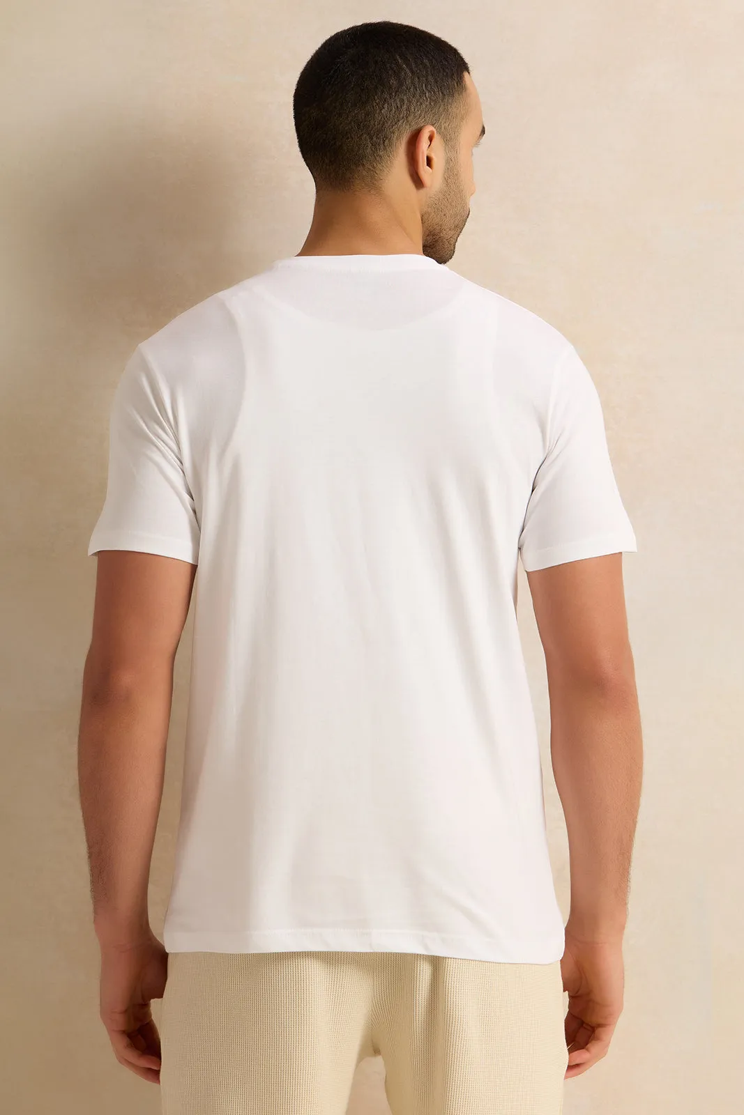 Men White Solid T-Shirt sold by Redtag product image thumbnail 3