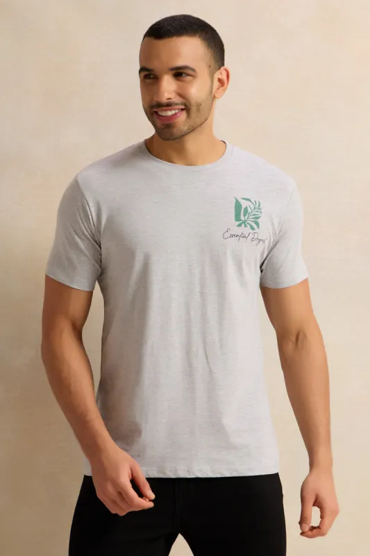Men Grey Printed Graphic T-Shirt sold by Redtag