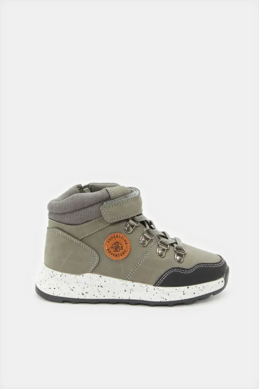 Senior Boys Charcoal Material Bock Hightop Sneakers sold by Redtag