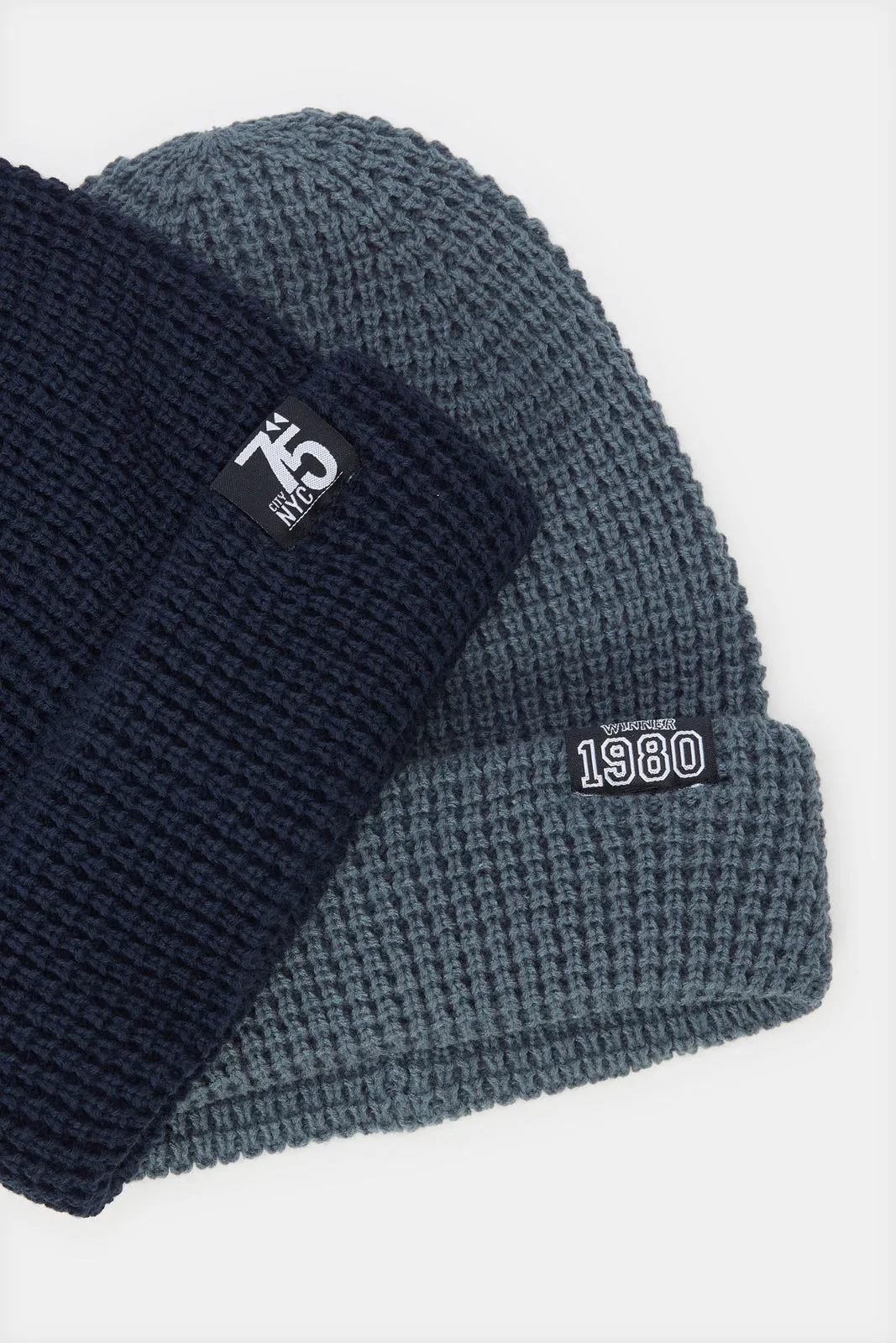 Men Grey And Black Plain Knitted Cap Set (2 Piece) sold by Redtag product image thumbnail 3