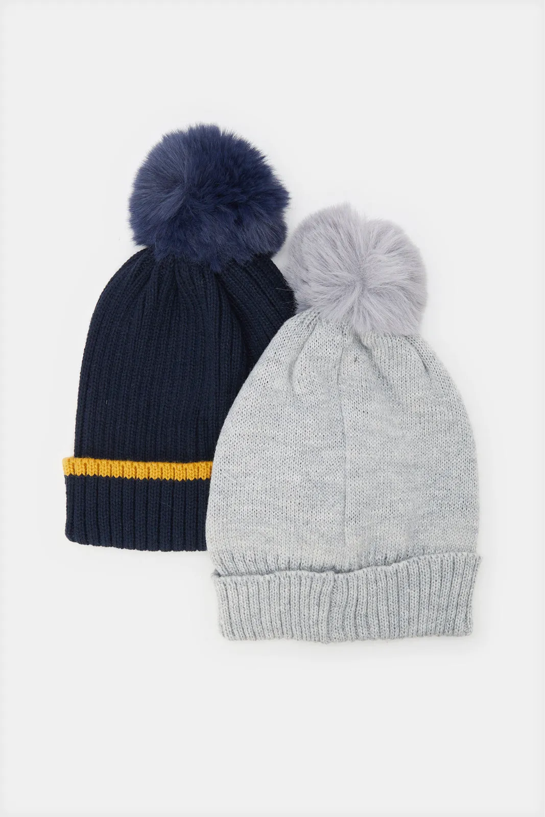Boys Grey And Navy Embellished Knitted Cap Set (2 Piece) sold by Redtag product image thumbnail 2