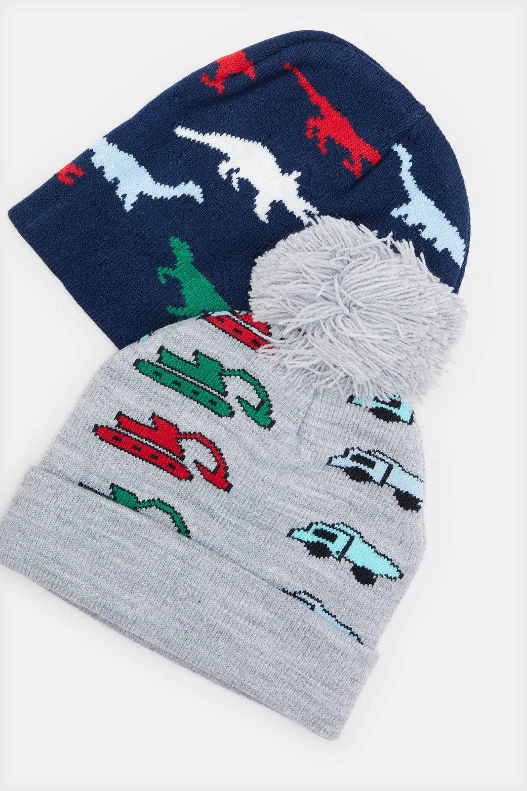 Boys Navy And Grey Printed Knitted Cap Set (2 Piece_ sold by Redtag product image thumbnail 3