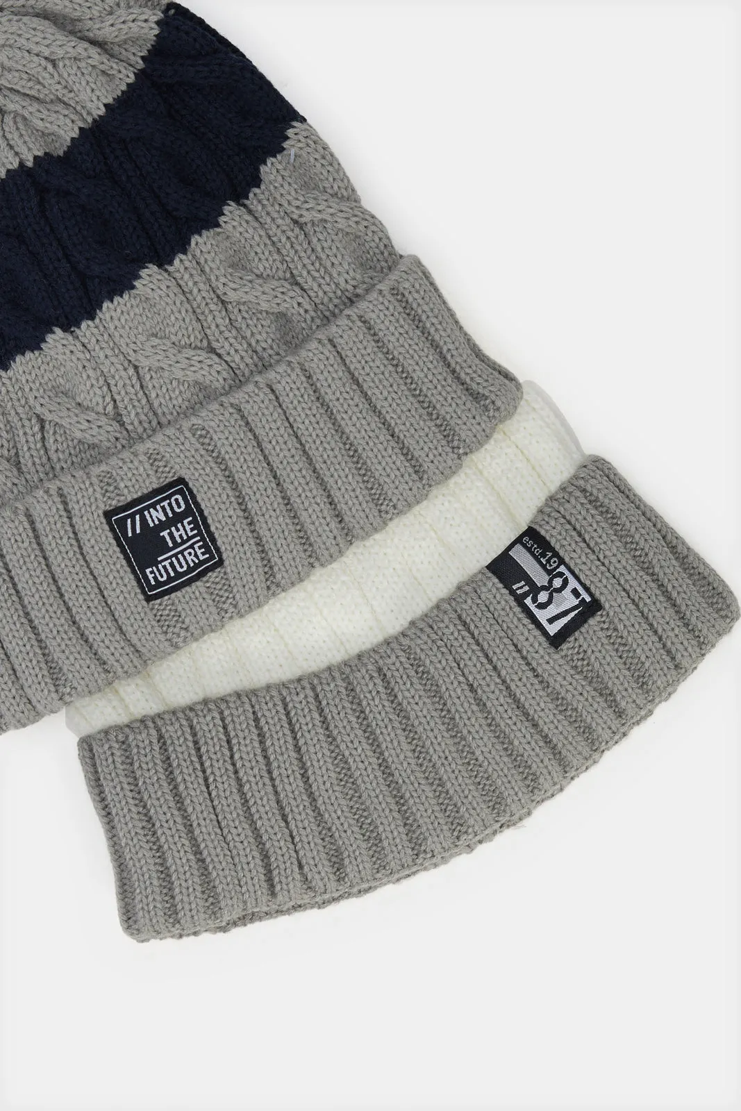 Boys Green And Black Printed Knitted Cap Set (2 Piece) sold by Redtag product image thumbnail 3