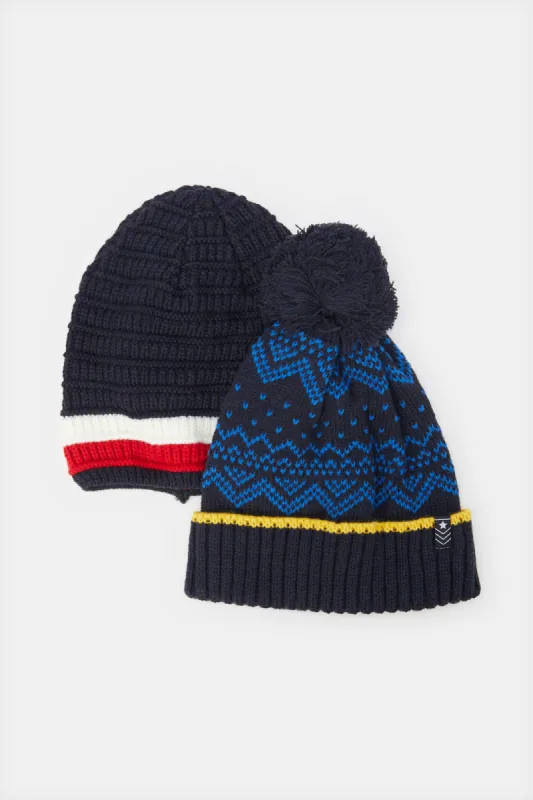 Boys Assorted Printed Knitted Cap Set (2 Piece) sold by Redtag