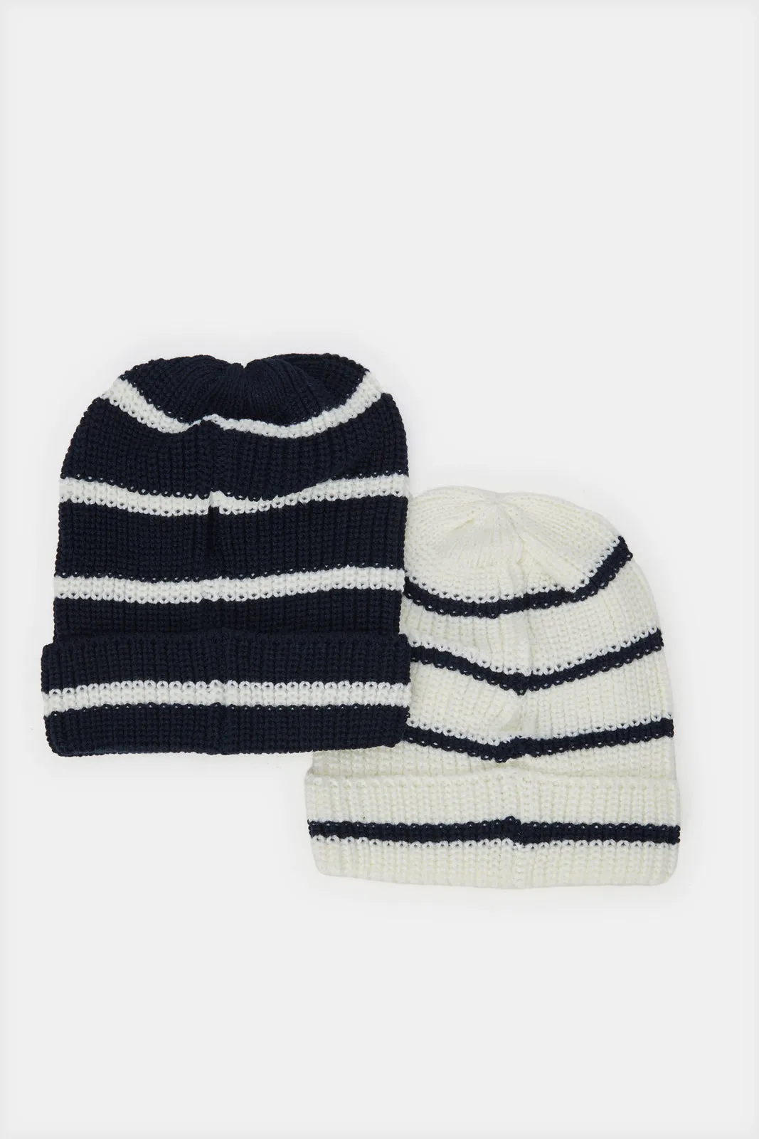 Boys Black And White Striped Knitted Cap Set (2 Piece) sold by Redtag product image thumbnail 2