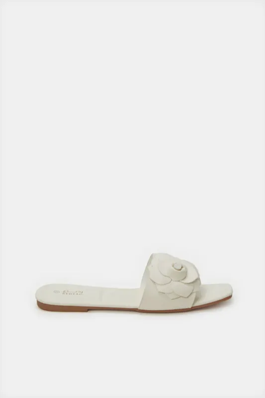Women Beige Flower Patch Mule sold by Redtag