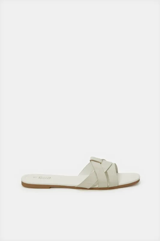 Women Beige Strappy Buckle Mule sold by Redtag