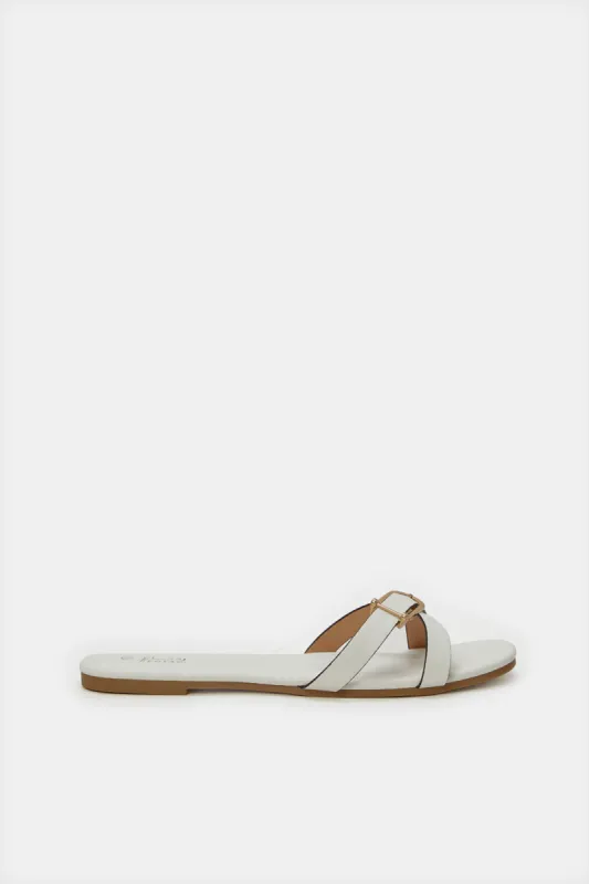 Women Beige Strappy Buckle Mule sold by Redtag