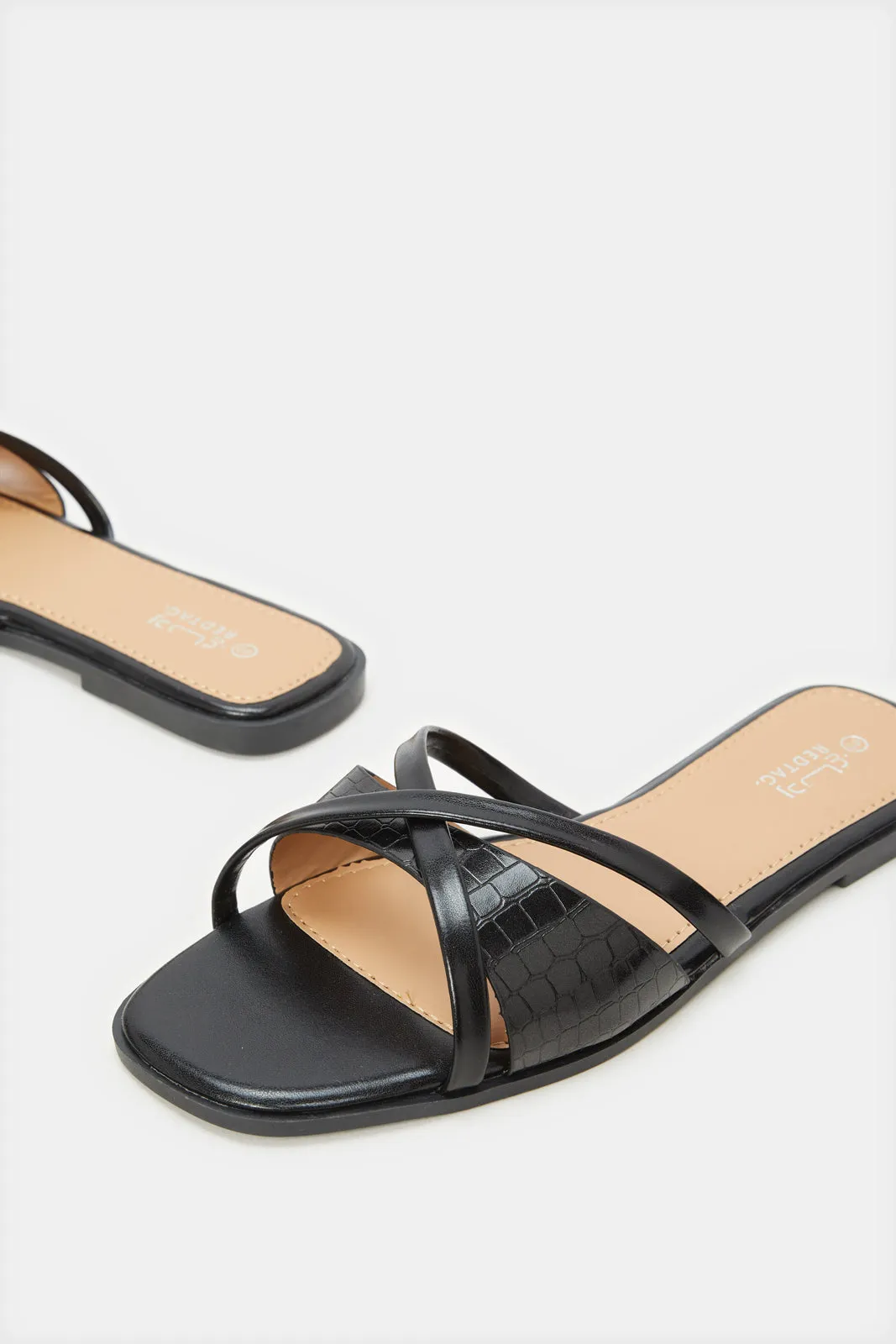Women Black Strappy Mule sold by Redtag product image thumbnail 3