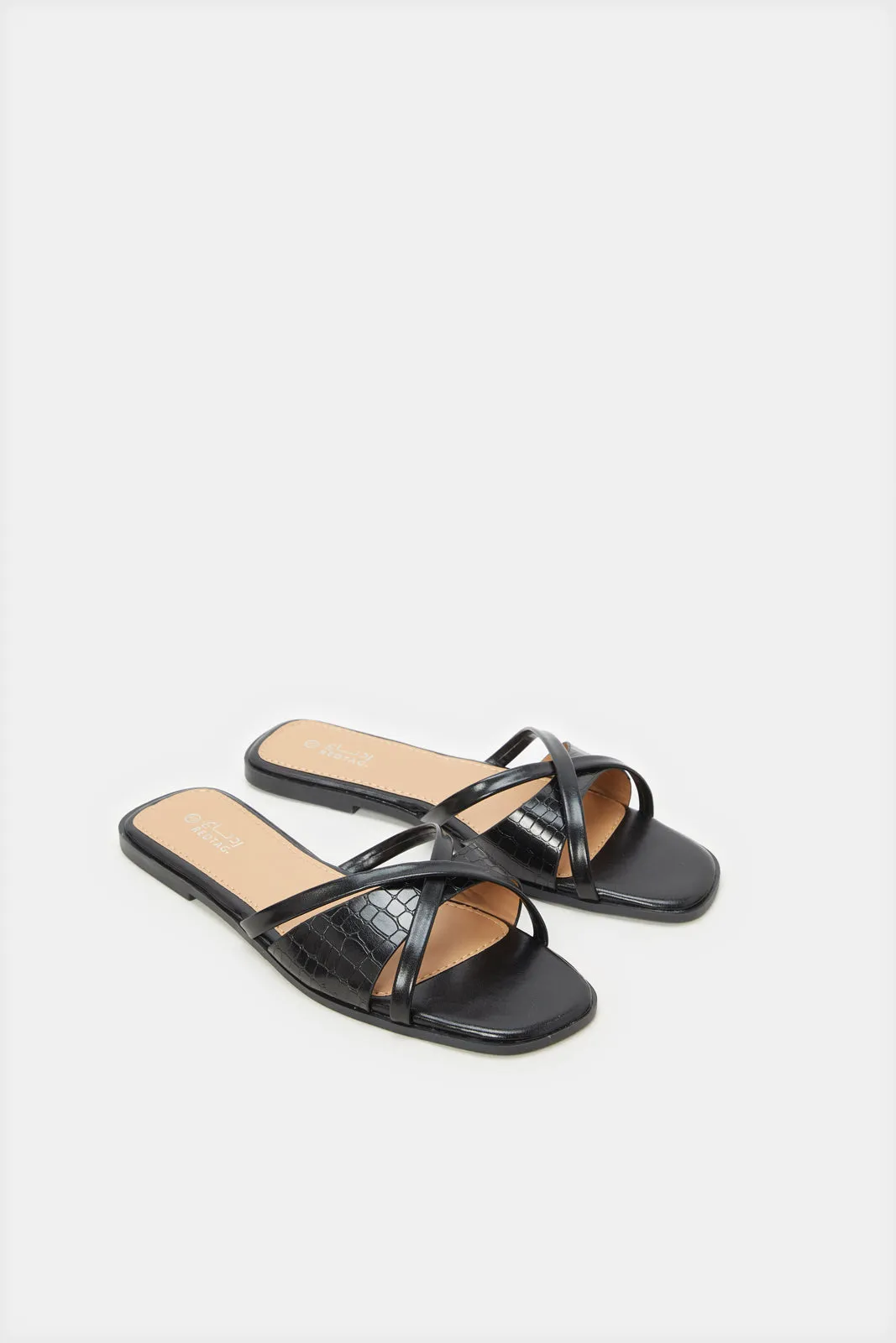 Women Black Strappy Mule sold by Redtag product image thumbnail 2