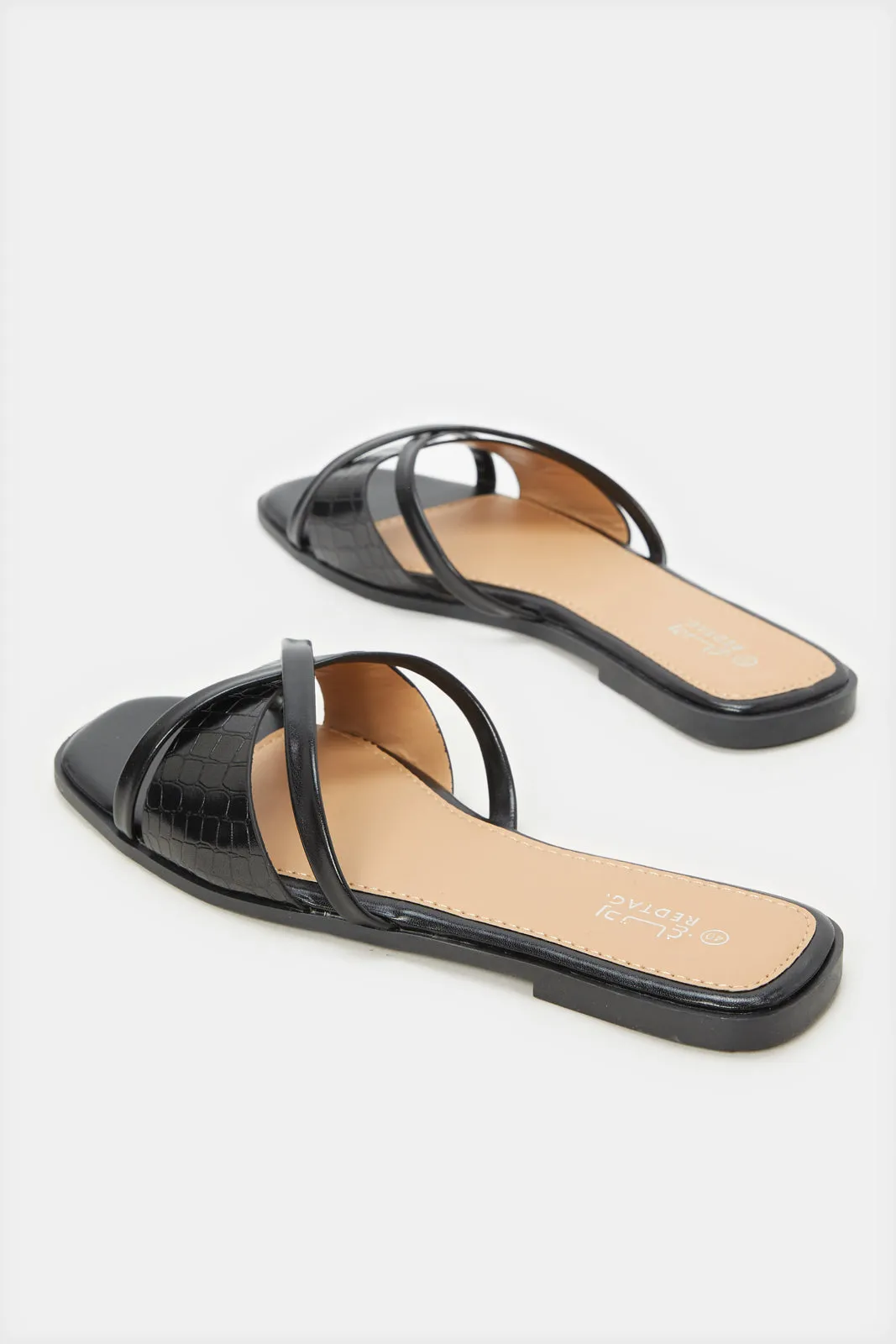 Women Black Strappy Mule sold by Redtag product image thumbnail 4